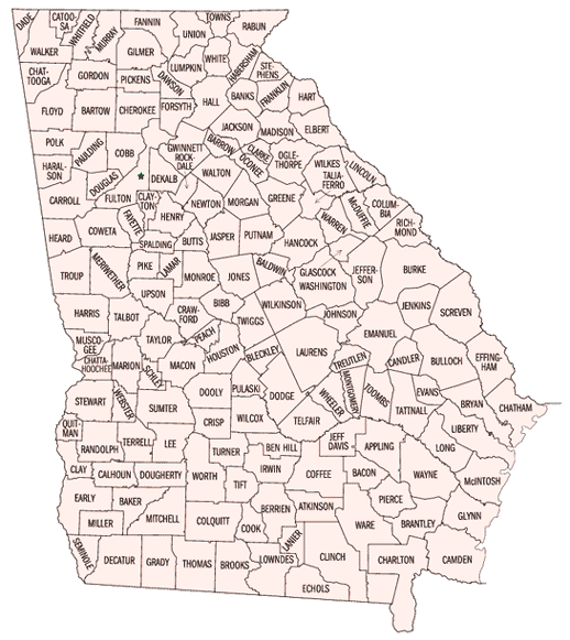 State Of Ga County Map Map Of Georgia Counties